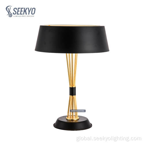 Iron Table Lamp Gold lampshade black gold metal table lamp Supplier